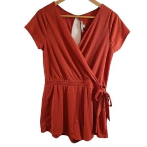 Haute Monde Women's Bohemian Ribbed Cross Front Romper